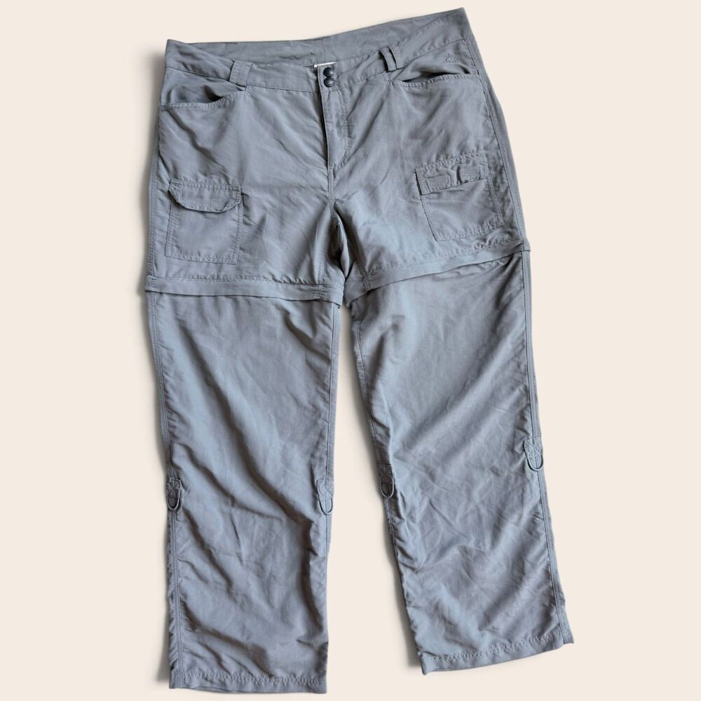 Magellan Convertible Hiking Pants Women’s 14 Gray Nylon Zip Off Cargo Outdoor